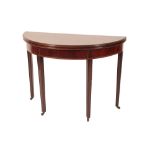 GEORGE III DEMI-LUNE AND CROSSBANDED CARD TABLE