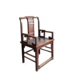 MATCHED SET OF FIVE STAINED SOFTWOOD ARMCHAIRS