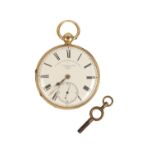 COZENS MATTHEWS AND THORP OF LONDON: AN 18CT GOLD OPEN-FACED POCKET WATCH