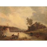 A VICKERS (19TH CENTURY) River landscape with cattle and figures