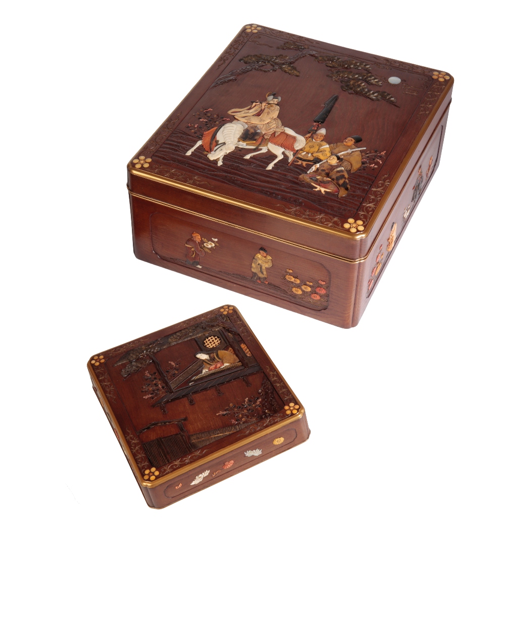 FINE JAPANESE SUZURIBAKO [WRITING BOX] AND MATCHING RYOSHIBAKO [DOCUMENT BOX] - Image 3 of 10