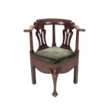 GEORGE III OAK COMMODE CORNER CHAIR