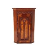 19TH CENTURY GOTHIC REVIVAL OAK AND WALNUT CORNER CUPBOARD