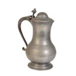 GEORGIAN STYLE PEWTER LIDDED WINE EWER