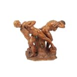 LARGE CONTINETAL CARVED WOOD FIGURE GROUP