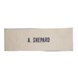 Alan Shepard, an Apollo beta cloth name tag (flight spare) 'S. SHEPARD'