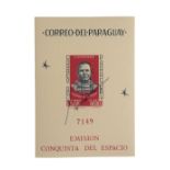 A Paraguayan numbered 'Conquista del Espacio' stamp signed by Gordon Cooper