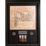 FRAMED 1914/15 TRIO TO PTE J BROWN ESSEX REGIMENT