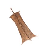 SUDANESE ELONGATED HIDE SHIELD AND SWORD IN SCABBARD