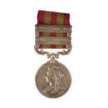 TWO CLASP 1895 INDIAN GENERAL SERVICE MEDAL TO 4449 PTE G W PHILLIPS SUSSEX REGIMENT