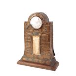 CRICKET INTEREST: AN ARTS & CRAFTS STYLE COPPER PRESENTATION MANTEL CLOCK