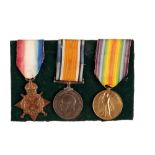 1914 STAR TRIO TO 1108 PTE W KINGHORN 2ND SEAFORTHS