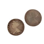 TWO QUEEN ANNE HALF CROWNS