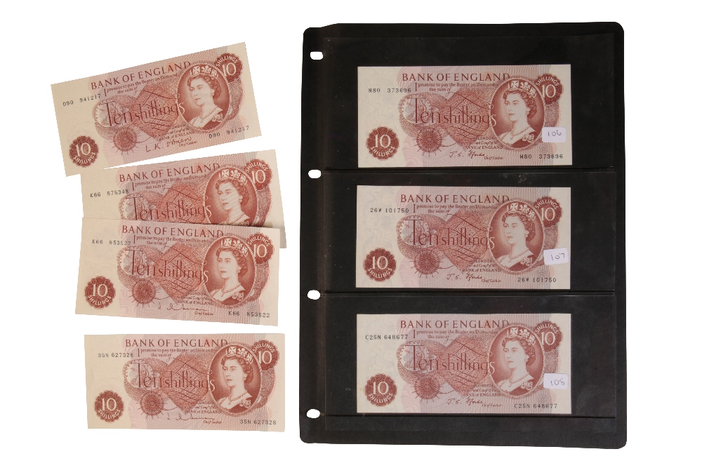 COLLECTION OF BANK OF ENGLAND 10 SHILLING NOTES