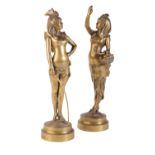 AFTER ALFRED GREVIN & FRIEDRICH & BEER; A PAIR OF BRONZE FIGURES