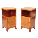 PAIR OF ART DECO SATINWOOD AND WALNUT FRAMED SIDE TABLES