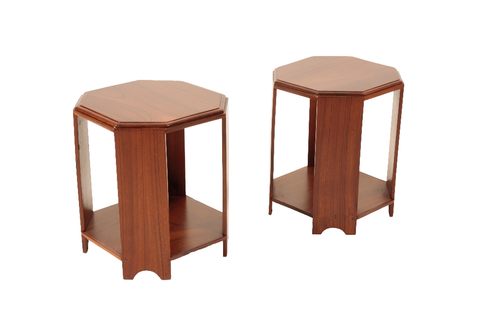 PAIR OF ART DECO WALNUT SIDE TABLES