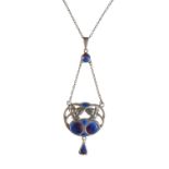 CHARLES HORNER: AN ART NOUVEAU SILVER AND ENAMEL PENDANT