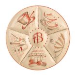 CLAUDE SMALE FOR POOLE POTTERY: A "FESTIVAL OF BRITAIN" HORS D'OEUVRES DISH