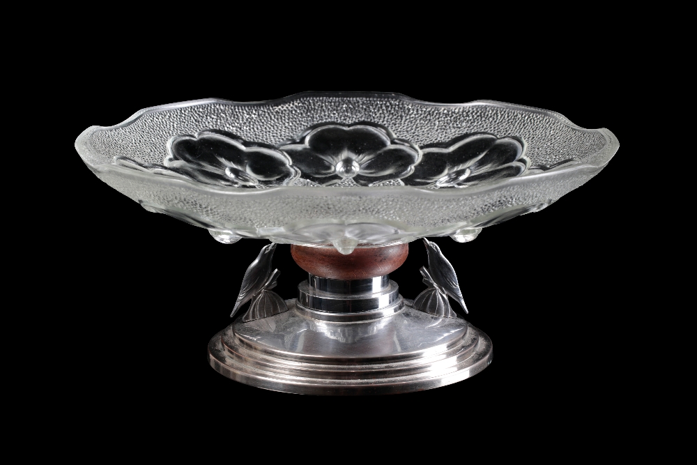 FRENCH ART DECO CHROME AND GLASS CENTRE BOWL