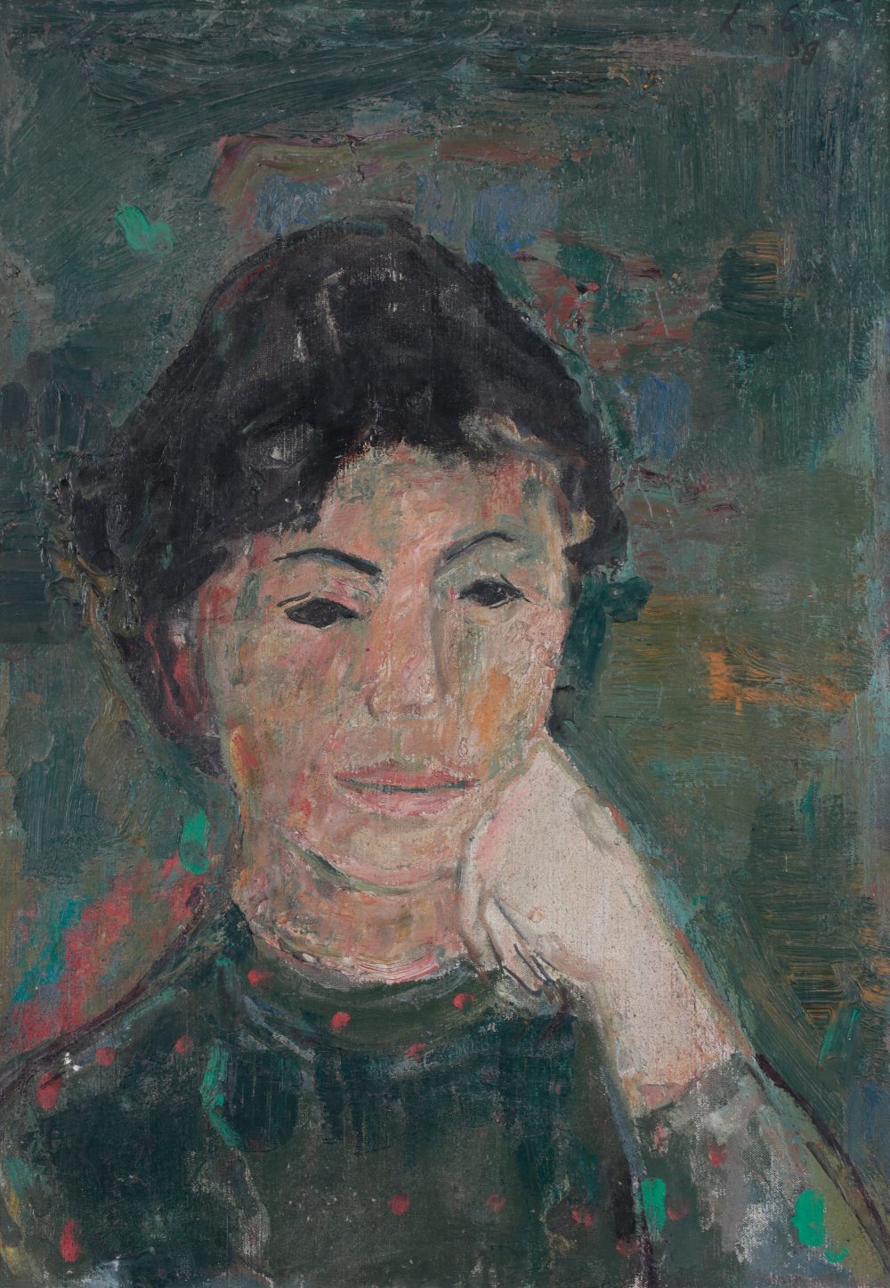 GERMAN EXPRESSIONIST SCHOOL, 20TH CENTURY A head and shoulder portrait of a young woman