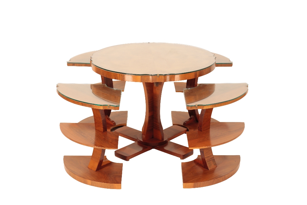 HARRY AND LOU EPSTEIN: A BIRDSEYE MAPLE AND WALNUT NEST OF TABLES - Image 2 of 2