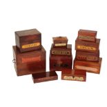 COLLECTION OF 19TH CENTURY AND LATER OAK, MAHOGANY AND ROSEWOOD ADVERTISING BOXES