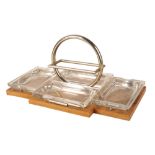 ART DECO WALNUT AND CHROME HORS D'OEUVRES STAND