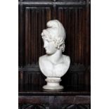 CIRCLE OF ANTONIO CANOVA: A white marble bust of Paris