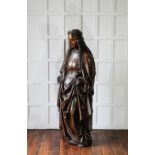 A GOTHICK OAK STATUE OF THE VIRGIN MARY