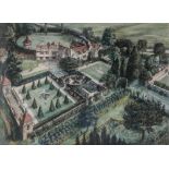 RICHARD SORRELL An aerial perspective of Athelhampton House and Gardens