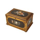 A PIETRA DURA AND GILT METAL CASKET