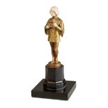 FERDINAND PREISS (1882 - 1943) : A GILT COLD PAINTED BRONZE AND IVORY FIGURE