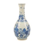 BLUE AND WHITE PEAR-SHAPED BOTTLE VASE TRANSITIONAL PERIOD