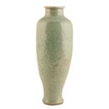 LONGQUAN CELADON SLENDER BALUSTER VASE, MING DYNASTY, 16TH / 17TH CENTURY