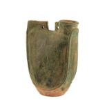 GREEN-GLAZED POTTERY LEATHER-FORM 'PILGRIM' FLASK, LIAO DYNASTY