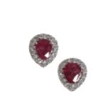RUBY AND DIAMOND CLUSTER EAR STUDS