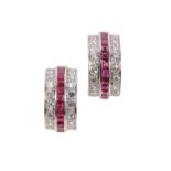 PAIR OF RUBY AND DIAMOND EARRINGS