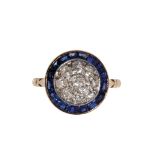 ART DECO STYLE SAPPHIRE AND DIAMOND RING