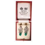 ART DECO DIAMOND AND EMERALD EARRINGS