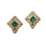 EMERALD AND DIAMOND CLUSTER EARRINGS