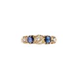 FIVE STONE SAPPHIRE AND DIAMOND RING