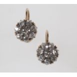 PAIR OF DIAMOND CLUSTER EARRINGS