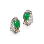 JADEITE AND DIAMOND EARRINGS