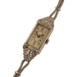 PERLA WATCH COMPANY 18 CT WHITE GOLD AND DIAMOND LADY'S COCKTAIL WATCH
