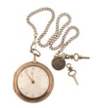 J. THOMPSON: GENTLEMAN'S SILVER PEAR-CASED POCKET WATCH