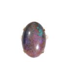 A BLACK OPAL DRESS RING