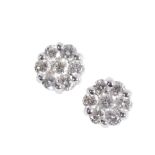 PAIR OF DIAMOND CLUSTER EAR STUDS