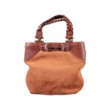 GUCCI LADIES TAN SUEDE AND LEATHER BUCKET BAG