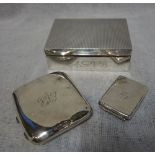 A SILVER CIGARETTE BOX, rectangular form, hobnail decoration, silver cigarette case and a silver